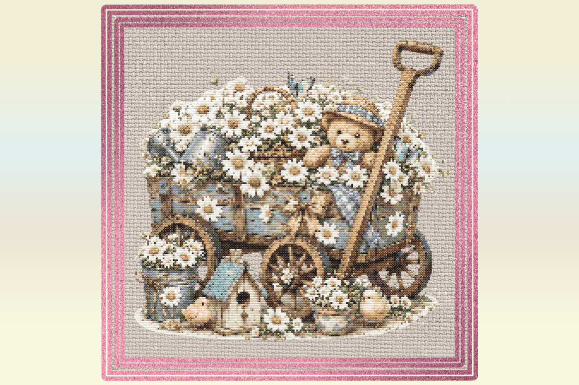 Daisy Wagon Cross Stitch Pattern – Cotta