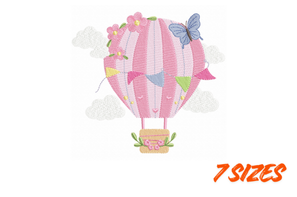 Hot Air Balloon Embroidery Design Art