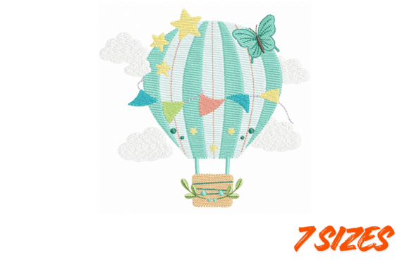 Hot Air Balloon Embroidery Design