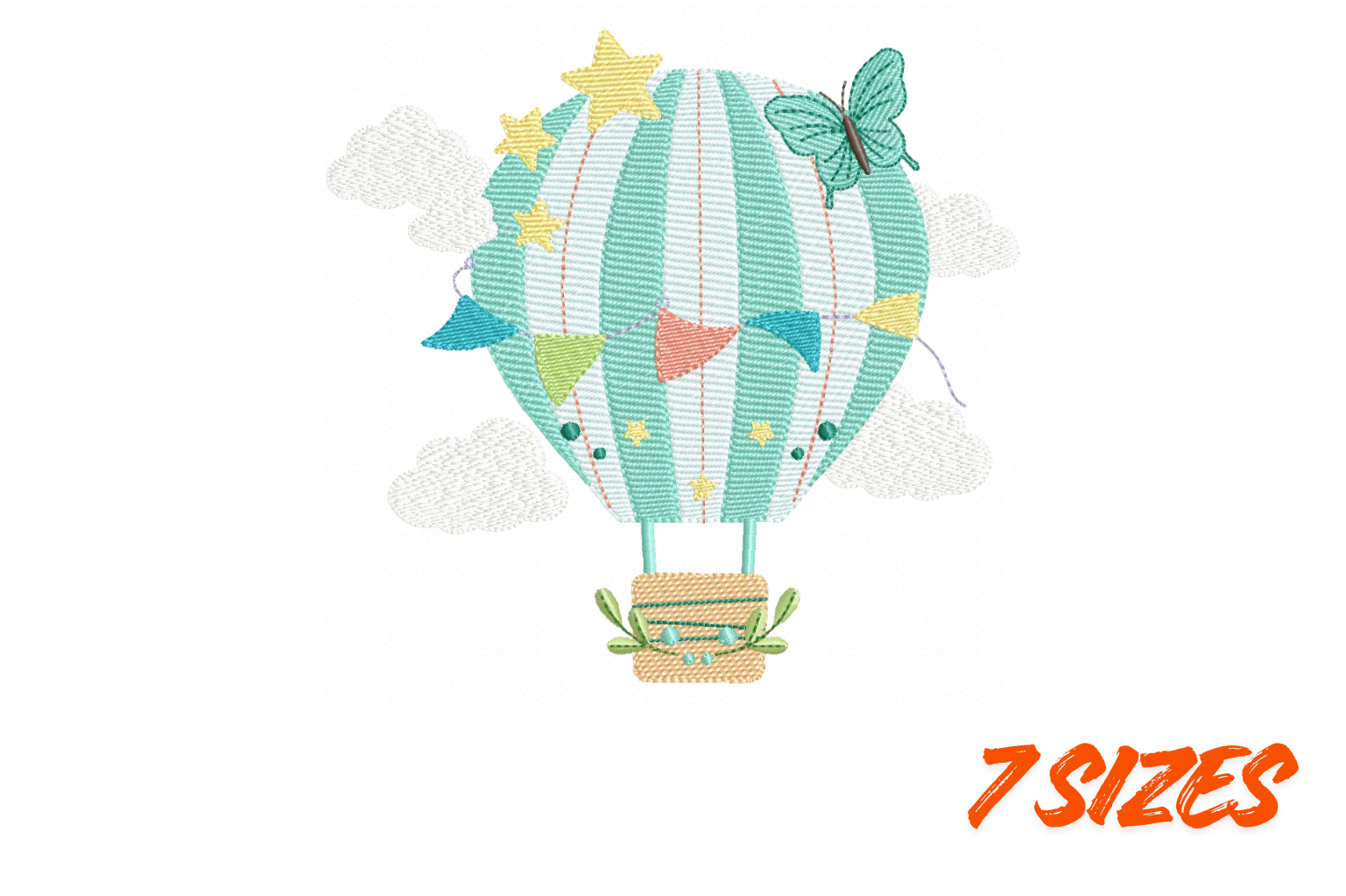 Hot Air Balloon Embroidery Design