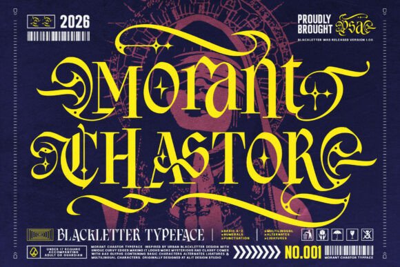 Preview specimen of Morant Chastor blackletter font