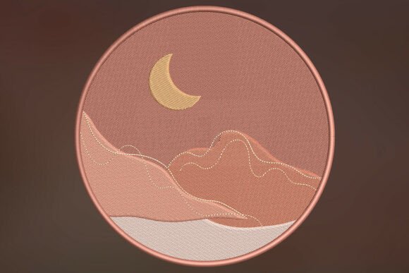 Mountain Moonlight Embroidery Design