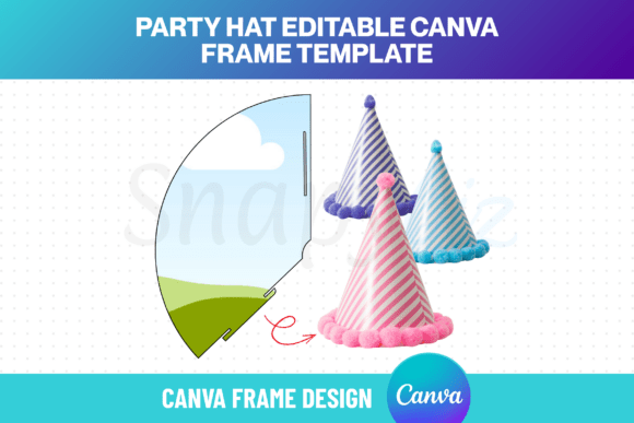 Party Cone Hat Canva Frame Template PDF