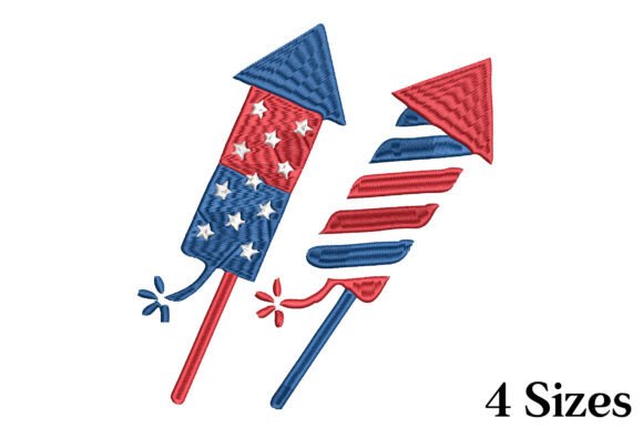 Patriotic Fireworks Rocket Embroidery De