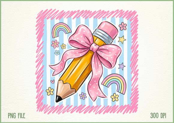 Preppy Pencil Bow Back to School PNG