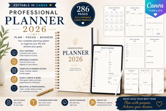 Professional Planner Canva Template | 28