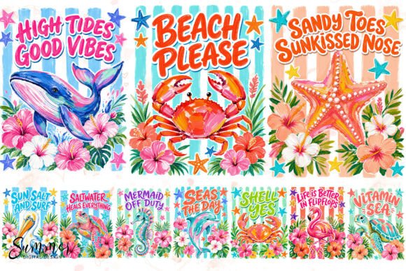 Preview of Summer Beach Brushstroke Sublimation PNG T-shirt, sticker, and sublimation design