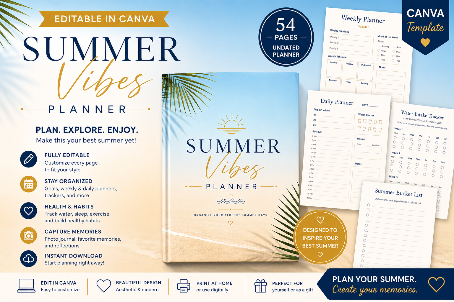 Summer Planner Canva Template |