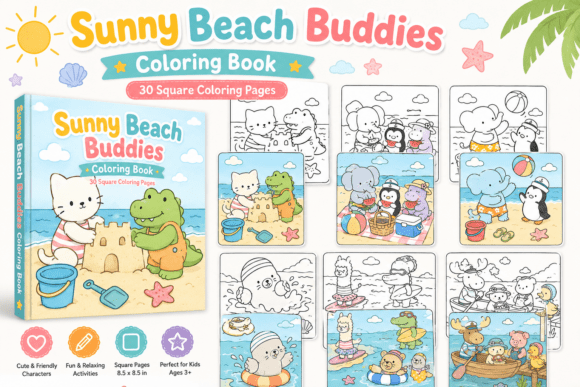 Sunny Beach Buddies Animals Coloring