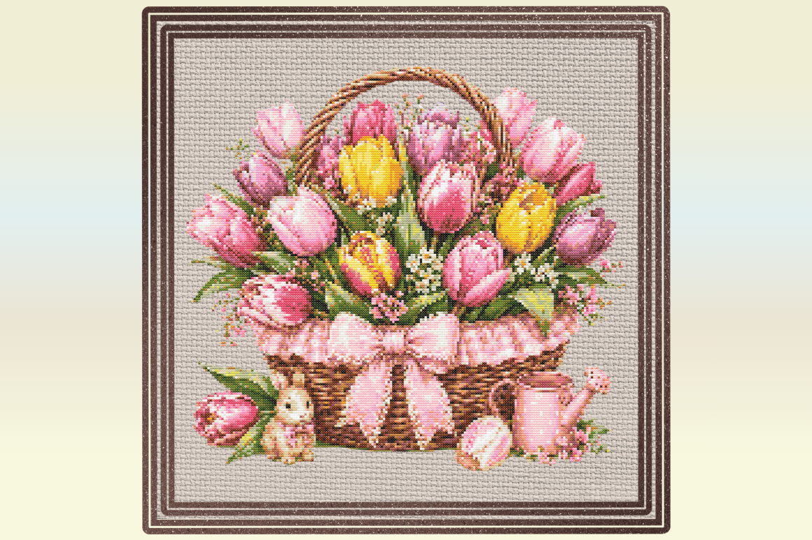 Tulip Basket Cross Stitch Pattern – Spri
