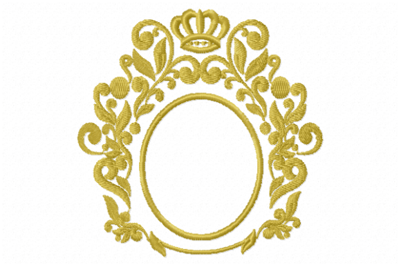 Vintage Crown Frame Embroidery Design