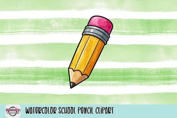 Watercolor School Pencil Clipart