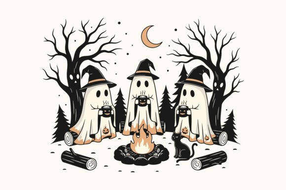 Witch Ghost Camping SVG, Halloween SVG