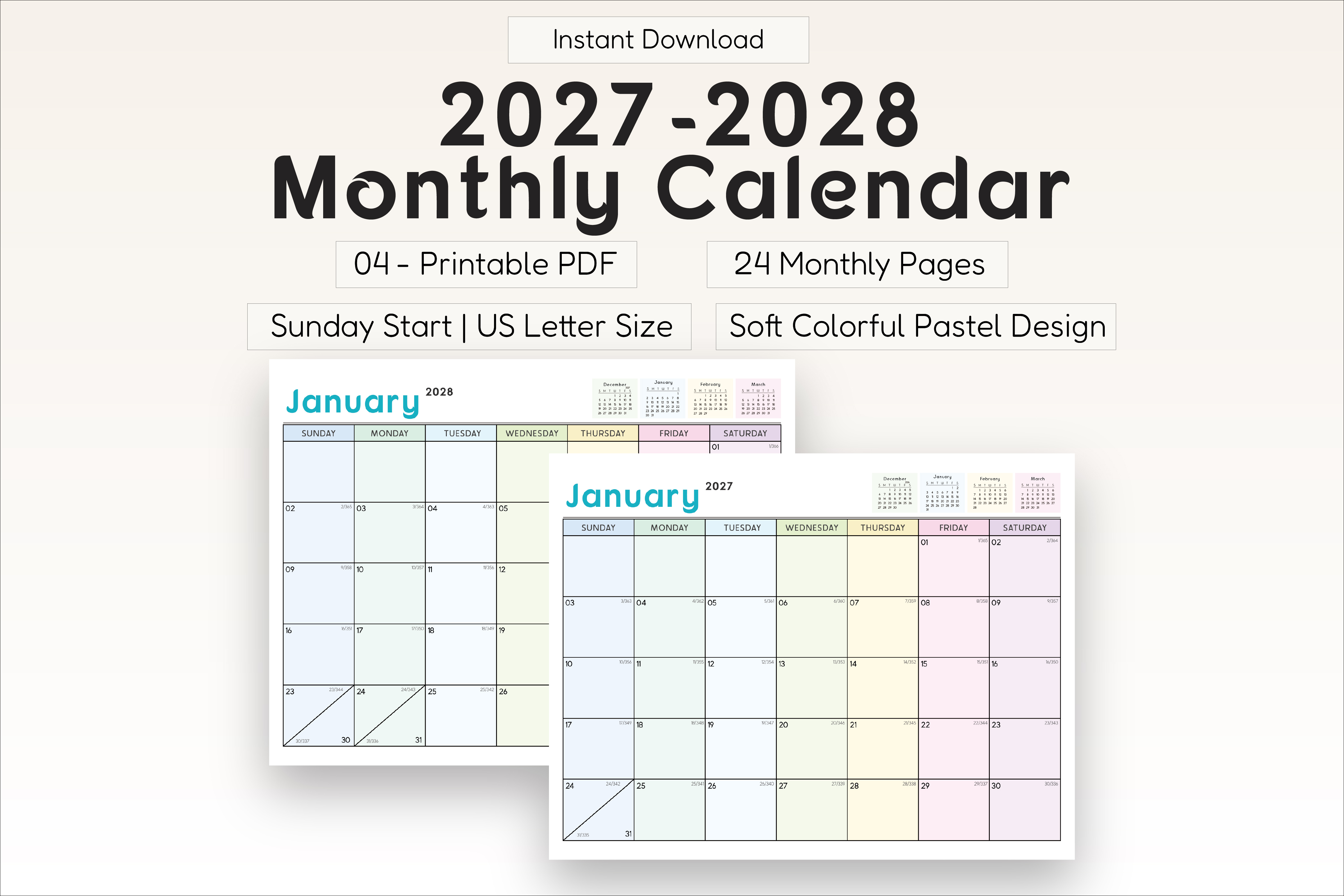 2027 2028 Monthly Calendar