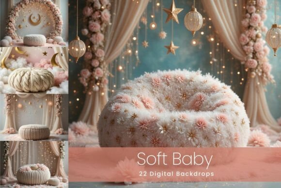 Preview of 22 Soft Baby Digital Backdrops digital backdrop