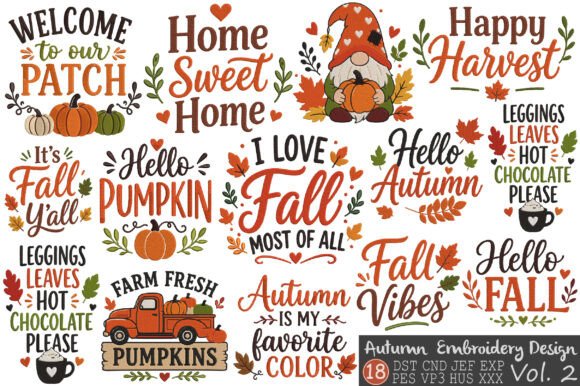Autumn Quotes Embroidery Bundle Vol. 2