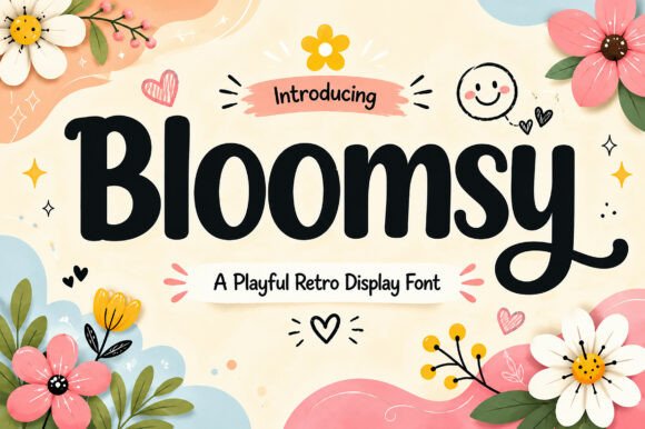 Preview specimen of Bloomsy display font