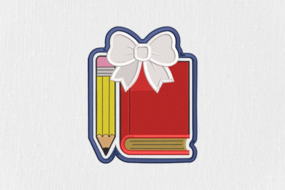 Books and Bow Embroidery