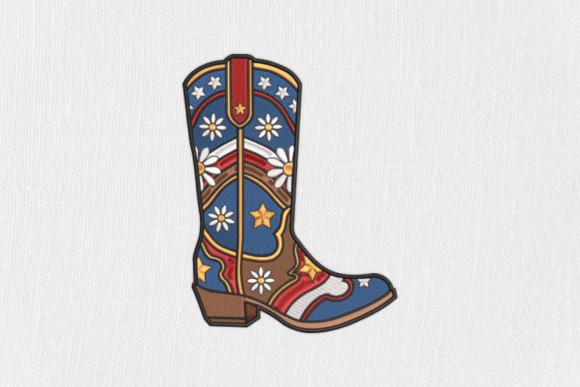 Colorful Stylish Cowboy Boots Embroidery