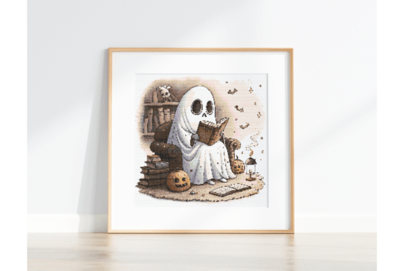 Cozy Reading Ghost Cross Stitch Pattern