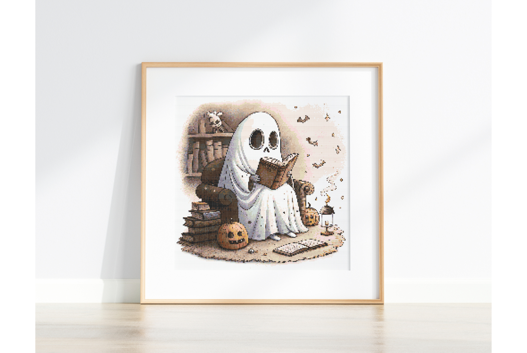 Cozy Reading Ghost Cross Stitch Pattern