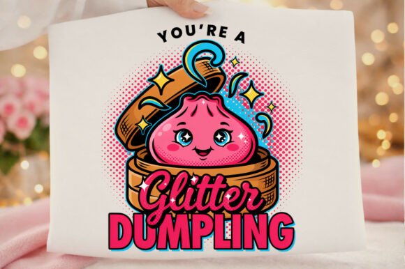 T-shirt Designs - Cute Glitter Dumpling Kawaii Food Png