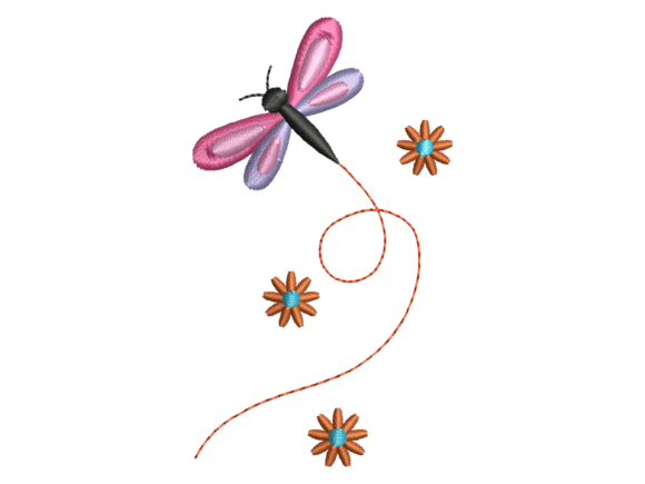 Cute Purple Dragonfly and Flower Machine