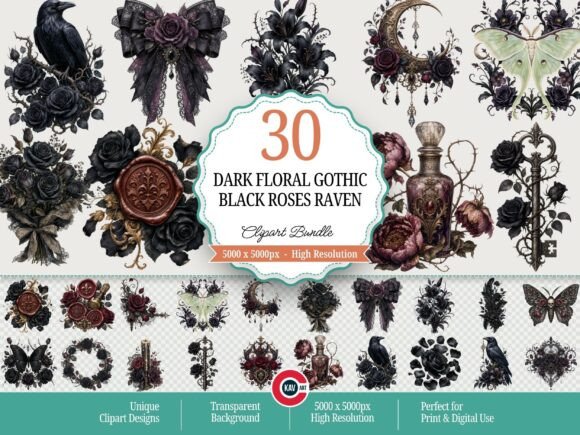 Dark Floral Gothic Clipart