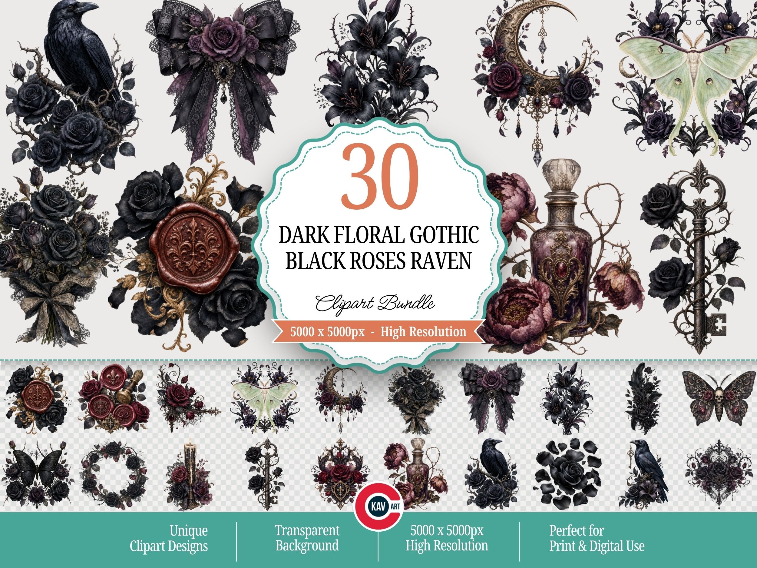 Dark Floral Gothic Clipart