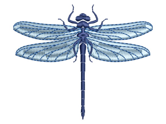 Elegant Blue Dragonfly Machine Embroider