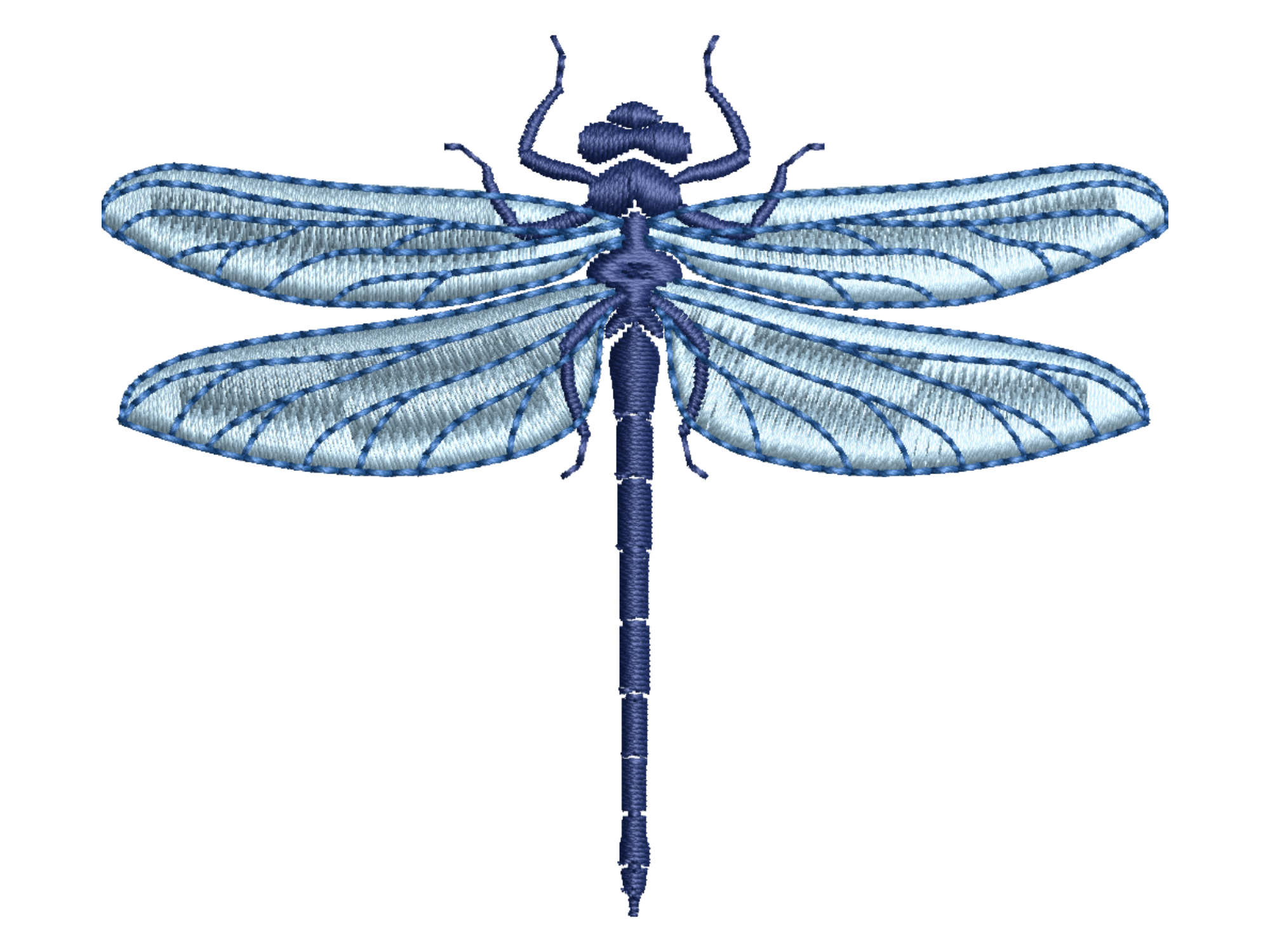 Elegant Blue Dragonfly Machine Embroider
