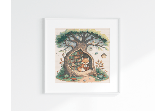 Fox Reading Cross Stitch Pattern PDF
