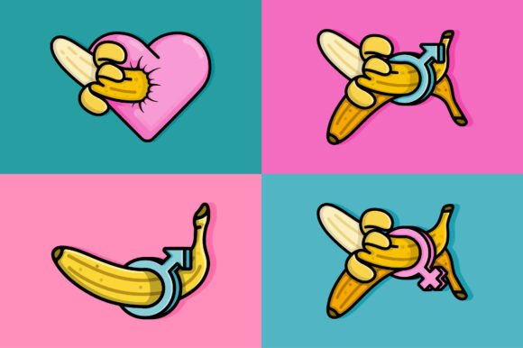 Funny Banana Cartoon Collection Graphics