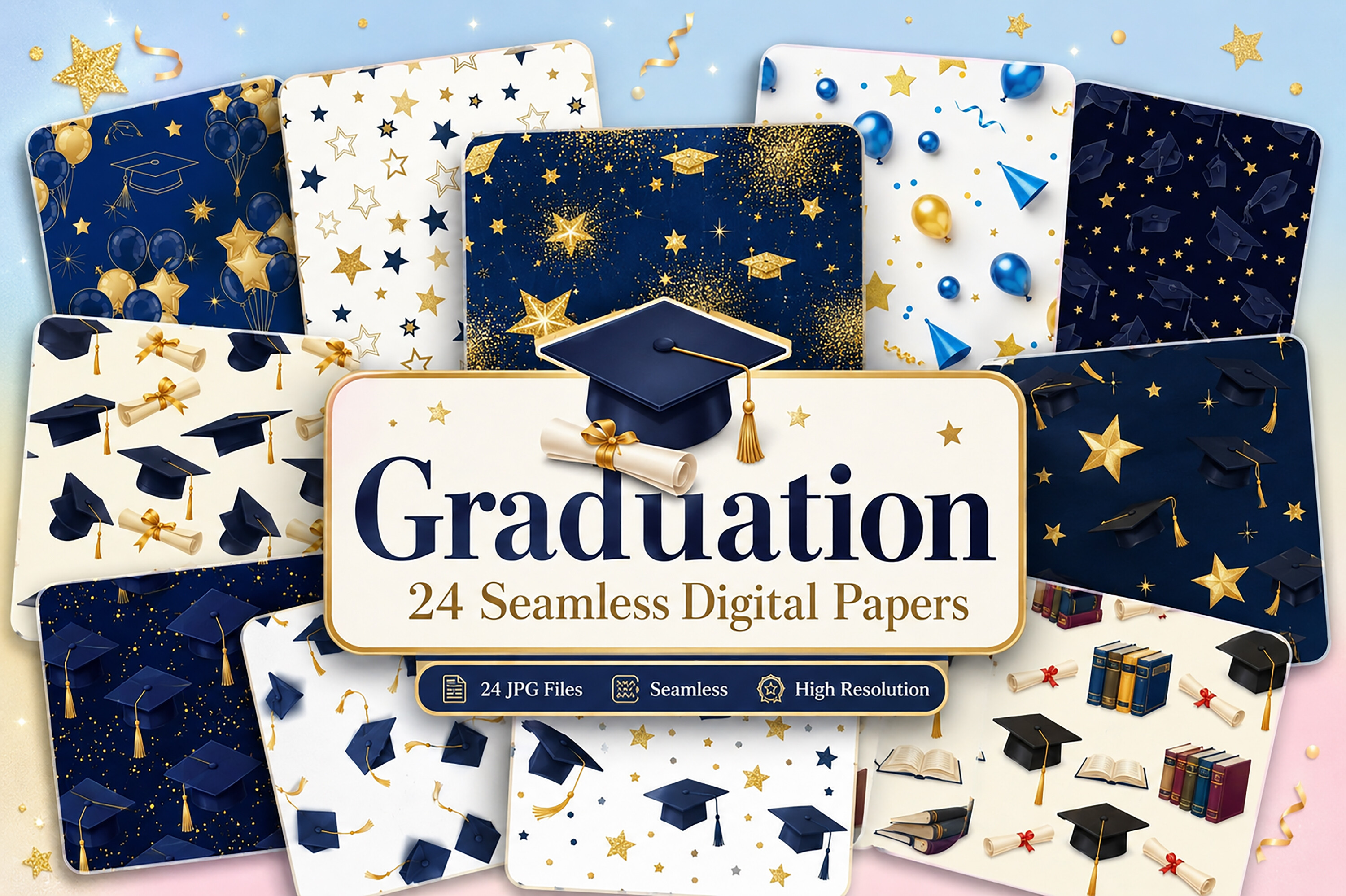Graduation Digital Paper Bundle Graphic by T.D. House · Creative Fabrica