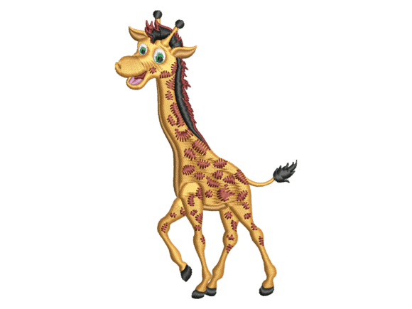 Happy Cartoon Giraffe Machine Embroidery
