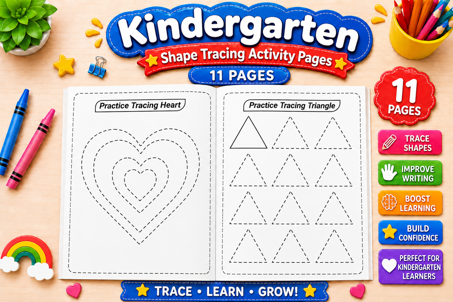 Kindergarten Shape Tracing Activity Page