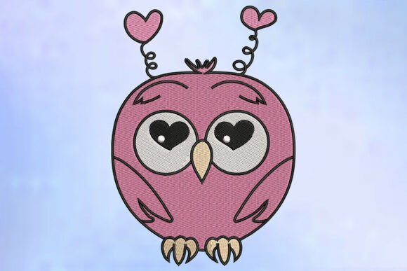 Love-Struck Baby Owl Embroidery Design