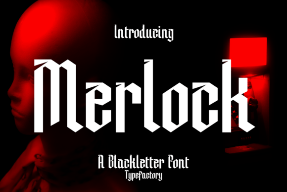 Preview specimen of Merlock blackletter font
