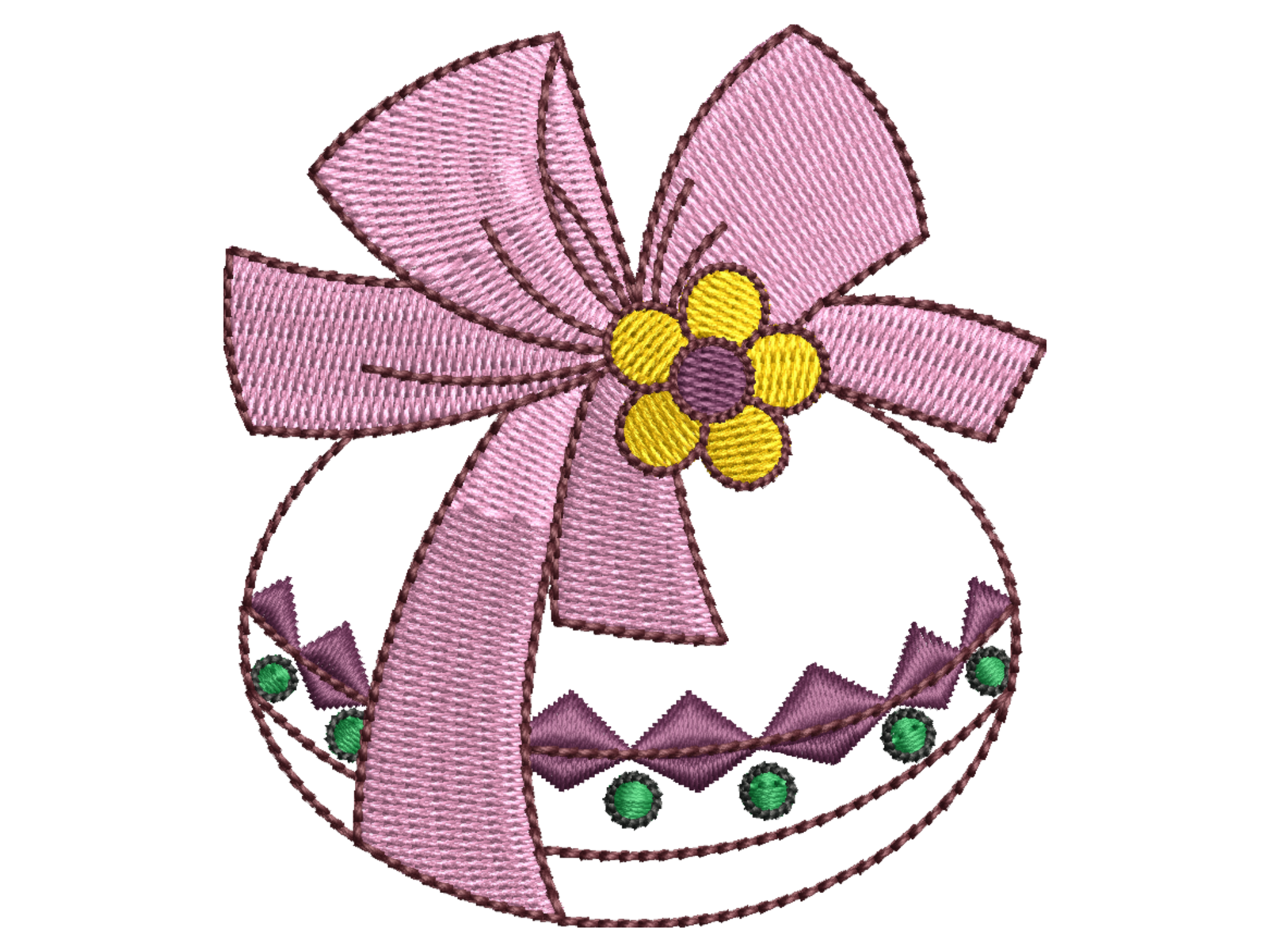 Pink Bow Easter Egg Embroidery Design
