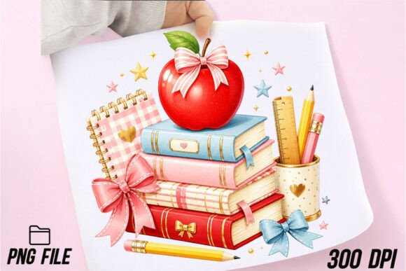 Preppy School Books Apple PNG