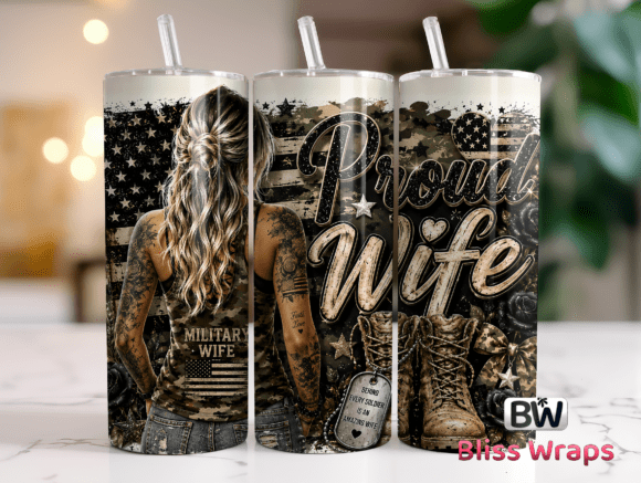 Proud Military Wife Tumbler Wrap