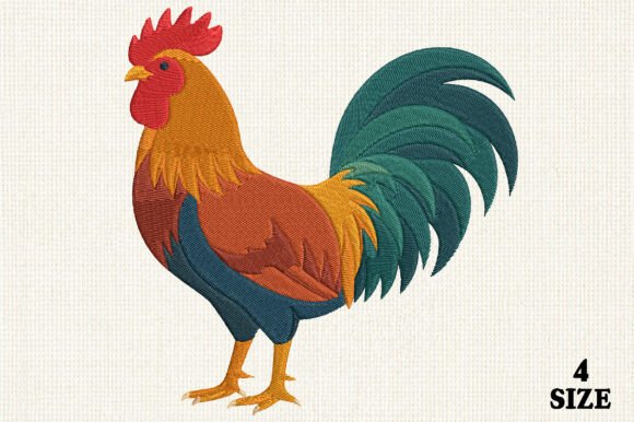 Rooster Animal Embroidery Design