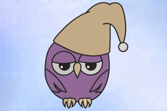 Sleepy Owl Embroidery Design