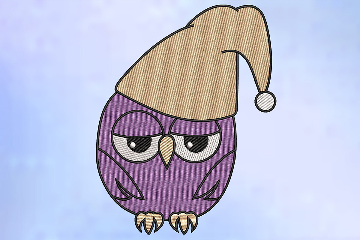 Sleepy Owl Embroidery Design
