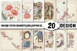 Vintage Floral Ephemera Junk Journal Kit Graphic by CraftArt2 ...