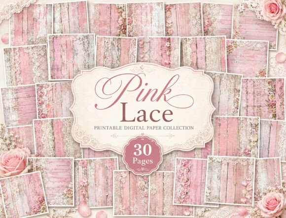 Vintage Pink Lace Journal Pages
