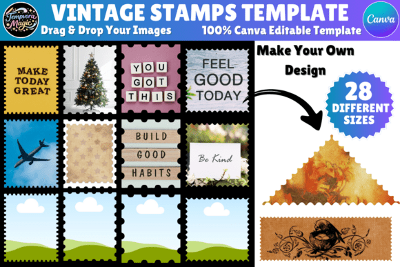 Vintage Postage Stamps Canva Template