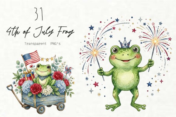 Watercolor 4th of July Frog Clipart PNG Graphic by Smart Dream Shop ...