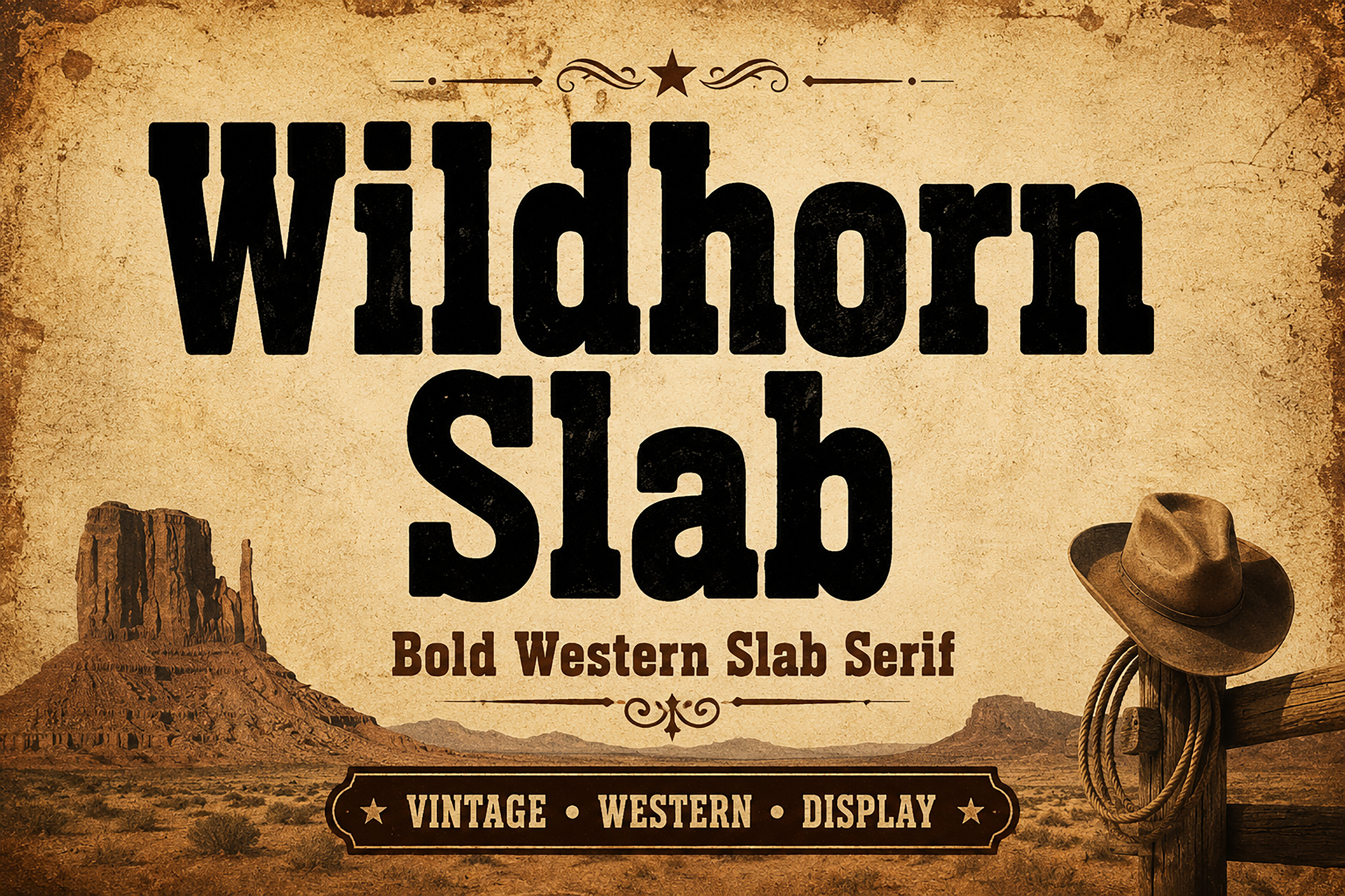Wildhorn Slab font preview, bold slab serif lettering