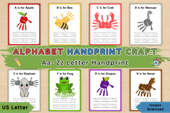 A-Z Handprint Tracing Color Borders